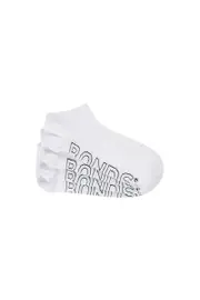 [Bonds] Bonds Mens Logo Lightweight Low Cut 4 Pack Socks in White Size: 11+, Cotton 11+ White