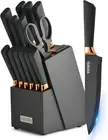Kitchen Knife Set,15 Pcs Knife Set with Block and Sharpener,High Carbon Stainles