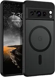 GaoBao Strong Magnetic for Google Pixel 8 Pro Case, [Compatible with Mag Safe] [Military-Grade Drop Tested] Shockproof Slim Fit Matte Back Phone Cases Covers for Google Pixel 8 Pro 6.7-Inch, Black