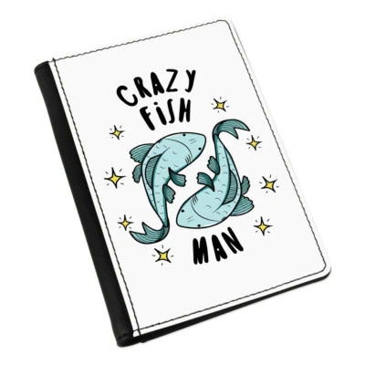 Crazy Fish Man Stars Passport Holder Cover Case Wallet - Funny Animal