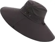[CLSQLXYJZC] Outdoors Large Brimmed Fishing Hats, Men Wide Brim Lightweight Breathable Adjustable Summer Mesh Sun Protection Hat, for Fishing Foldable Safari Boonie Hat (Color : Grey)