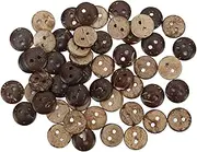 200Pcs Coconut Shell Buttons, Round Wooden Buttons, 2 Holes Brown Buttons, Ornament Sewing Buttons for Scrapbooking Craft, Clothing Accessories