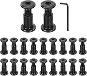 uxcell 20Sets M6x16mm Hex Drive Socket Cap Bolt and M6x12mm Nuts with Hex Wrench, Furniture Connector Bolts and Screws for Furniture Countersunk Belt, Black