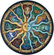 BCOATH Zodiac Round Puzzle 500-piece Jigsaw Paper Puzzle Educational Activity for Children Adults