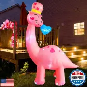 BLOWOUT FUN 8 Ft Valentine's Day Inflatable Dinosaur Light Up Decoration Blow