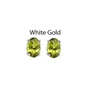 Peridot Oval 1.64 Carat Stud Earrings In 14k White Gold, Women Gift (53344)