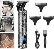 Zero Gap T Liners T Blade Cordless Outliner Electric hair trimmer with LCD Display, Cutting hair Machine,Barber Hair Clippers for Men(Grey)