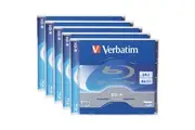 5PK Verbatim BD-R 25GB 6x Speed Recordable Blank Disc Data Storage w Jewel Case