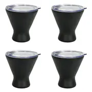 4x Annabel Trends 250ml Stainless Steel Double Walled Cocktail Martini Cup Black