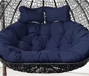 Hebralytic Hanging Egg Chair Cushions Replacement, Double Swing Chair Cushion, Waterproof Thicken Hanging Basket Seat Cushion, 2 Seater Chair Cushion for Outdoor, Cushion Only(Q)