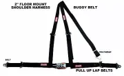JEEP 3 POINT SEAT BELT HARNESS Y FLOOR MOUNT LATCH & LINK PULL UP BOLT IN BLACK