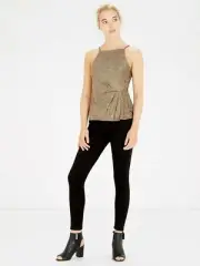 Warehouse Gold Metallic Top BNWT Size 12 Tuck Detail Pleated Strappy Cami