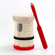 Sourdough Starter Kit 34 Ounce Large Capacity Fermentation Jar with Wide Mouth Date Marking Feeding Band, Thermometer Scraper Fabric Cover and Silicone Lid