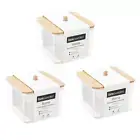 3 x Storage Container Home Bathroom Hobby Craft Organiser Box Bamboo Lid 9.5CM