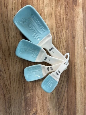 World Market Blue Ceramic Mason Jar Measuring Spoons