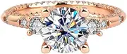[LOEXZAH] 2 Carat Moissanite Wedding Ring for Women Engagement Rings for Women Diamond 18K Rose Gold Plated 925 Sterling Silver Moissanite Diamond Promise Ring Womens Diamond Rings