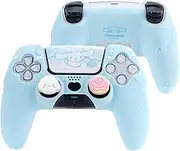 Silicone PS5 Controller Cover Skin Set,Anti-Slip Soft Protective Case for ps5 Wireless Controller with 2 Thumb Grip Caps and 1 Sticker (Dog-Blue)