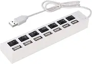 ARTIBETTER 7 Practical USB Splitter Daily Use USB Hub USB Adapter USB Hub for Computer USB Hub for Laptop Four-Port USB Portable USB Hub Laptop USB Hub Individual Hub White High Speed Socket