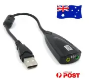 USB SoundCard Virtual 7.1 Stereo Audio Mic Headphone Adapter Cable Black White