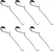 OFFSCH 6Pcs Stainless Steel Mixing Spoons Curved Design Coffee Stirring Spoons for Home Restaurant Use Reusable Easy to Clean Coffee Stirrers Practical Kitchen Utensils
