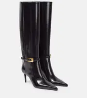 [Saint Laurent] Saint Laurent Lee glazed leather knee-high boots AU 8.5 black