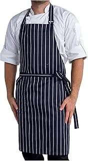 Locky Stripes Chef Apron for Men & Women | Durable & Fade-Resistant Bib Apron with Utility Pockets, Adjustable Neck, & Tea Towel Loop | Professional Hospitality Chef Uniform - ACE CHEF