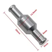 2Pcs 8mm Fuel Check Valve, Non-Return One Way Hose Check Valve, Silver Tone