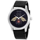 Gucci YA1264067 G-Timeless 38MM Women's Black Leather Watch