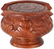 Wooden Handmade Carved Set Of 6 with Decorative Holder Tabletop Coasters