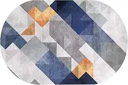 Modern Design Grey, Blue, Yellow Living Room Playroom Coffee Table Kitchen Floor Decor Soft Area Rugs, 70x160cm Oval Carpet Washable Bedside(4.3ft×6.6ft/130×200cm)