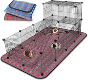 Extra Large Guinea Pig Cage Loft with 2 Waterproof Bedding, DIY Expandable Guinea Pig Playpen, Modular Small Animal Playpen with Mat for Rat Chinchilla (24 x C&C Panels)