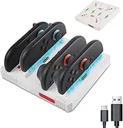 YipuVR Charging Station for Nintendo Switch 2 Joy Cons - 4 Port Universal Polarity Fast Charging Station with LED Indicators, Foldable Stand & Type-C Charging Cable for Home, Travel and Multiplayer