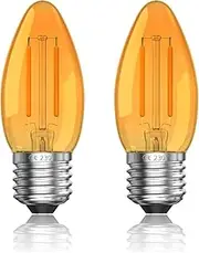 Lamptobe 2W E27 LED Vintage Light Candle Bulbs - E27 Edison Screw LED Bulb Ultra Warm White 2200K C35 Dim Low Watt Light Bulb Amber Glass Orange Bulbs,Equivalent 20W,Non-Dimmable,2-Pack