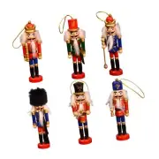 6 Pieces Nutcracker Soldier Hanging Decorations Portable Small Wooden Figure