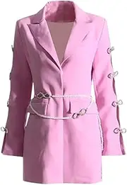 [Zadaos] Women's Blazer Jacket Elegant Notched Collar Long Sleeve Patchwork Bowing Suit Jackets