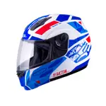 【SOL HELMETS】SM-3可掀式安全帽 (戰將_白/藍紅) ｜ SOL安全帽官方商城