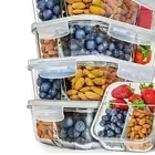 5 Pack Premium Borosilicate Meal Prep Containers - Leakproof, Microwave Safe