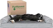 Furhaven Pet Dog Bed | Cooling Gel Memory Foam Orthopedic Ultra Plush Sofa-Style Couch Pet Bed for Dogs & Cats, Gray, Large