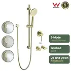 Shower Rail Set Brushed Gold 3-Mode Hand Held Shower Head Sliding Bar Mixer Tap