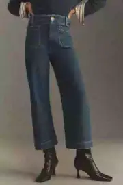 Colette Cropped Wide-Leg Jeans Anthropologie Maeve Regenerative Cotton Sz 29 NEW