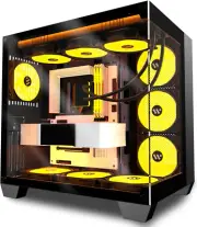 PC CASE ATX 6 PWM ARGB Fans Pre-Installed, Mid-Tower Gaming PC Case, Panoramic T