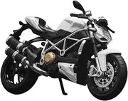 Finished Scale Model Simulation 1:12 Scale for Ducati Streetfighter S Muscle Alloy Motorcycle Diecast Model Collection Decorative Presents Ornaments(White)