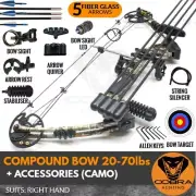 20-70lbs Compound Bow (Arrow x 5) Archery Hunting Target Shooting Camo Right