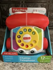 Fisher-Price Pull Along Chatter Telephone Toy Eyes Move Ringing Sounds NEW