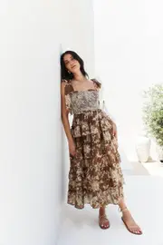 Gypsy Heart Maxi Dress Brown