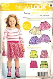 New Look Sewing Pattern A6172 Girls Classic Pull On Skirt Sz 3-8 Learn to Sew