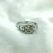 Amazing Three Stone Style Princess & Baguette Cut CZ Wedding Ring ( 8.50 Size )