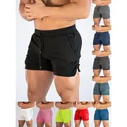 Men's Athletic Shorts Running Shorts Gym Shorts Drawstring Side Pockets Split Solid Colored Breathable Quick Dry Outdoor Athletic Beach Casual Shorts Black Whi