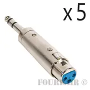 5 Pack - 3pin XLR Female to 1/4" Stereo TRS Male Plug Audio Cable Mic Adapter