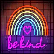 Sign Lamp Be Kind Neon Lights Rainbow Led Neon Signs USB Dimmable Wall Decor for Home Club Birthday Party 32cmx33cm
